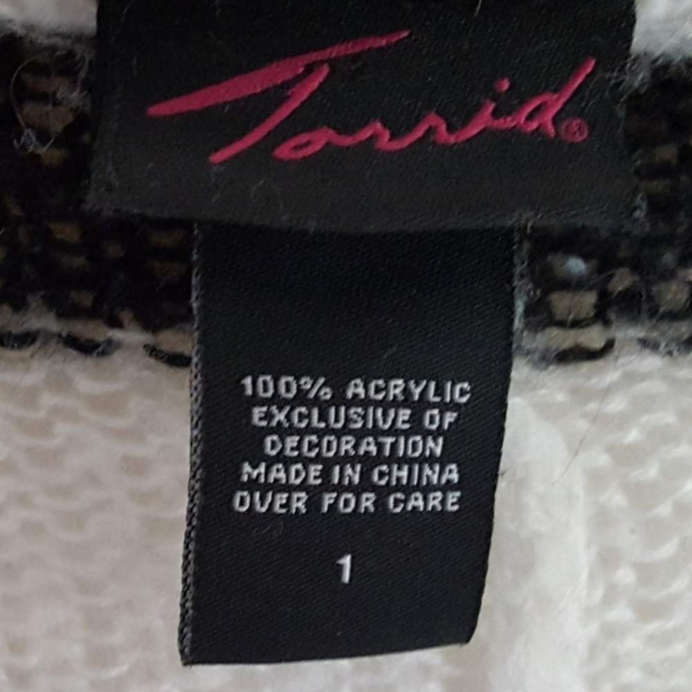 Torrid Black White Striped Cardigan Open Front 1X - Picture 4 of 7